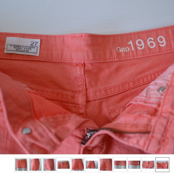 Frayed Hem Denim Jeans Short Women sz 27 Salmon Pink by Gap 1969 - Picture 8 of 8